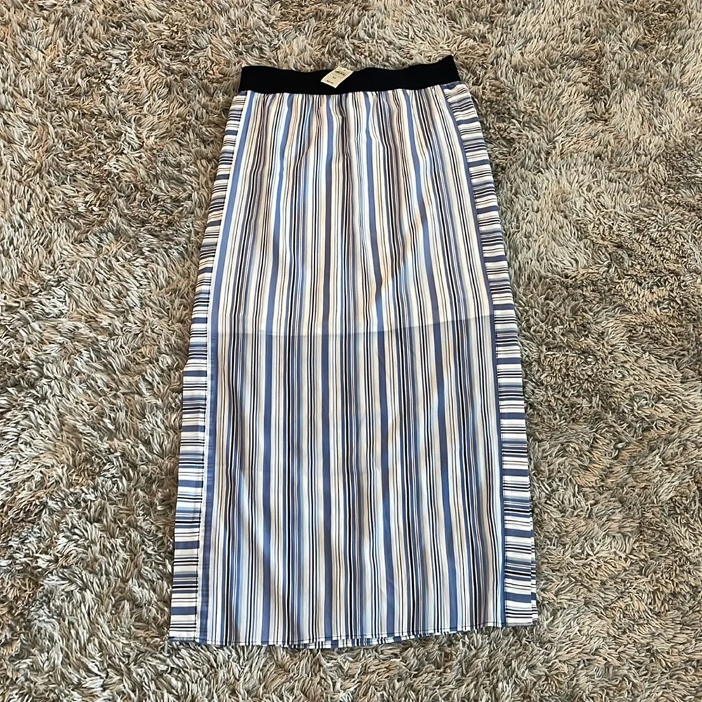 Ann Taylor Blue & White Striped Elastic Waist Maxi Skirt - Picture 1 of 6